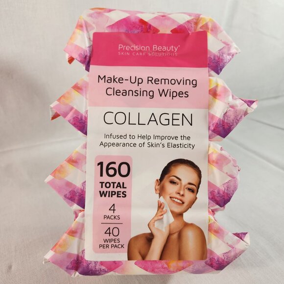Precision Beauty Make-Up Removing Cleansing Wipes COLLAGEN 4 Packs = 160 - Picture 2 of 6